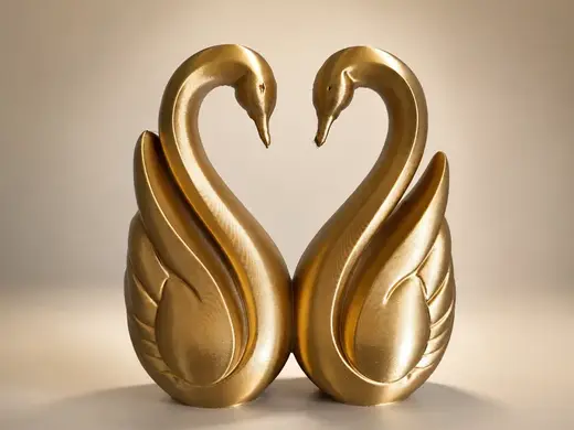 Elegant Swan Couple – Romantic Heart Sculpture