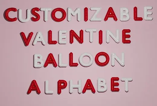 Customizable Valentine Balloon/Pillowy Alphabet