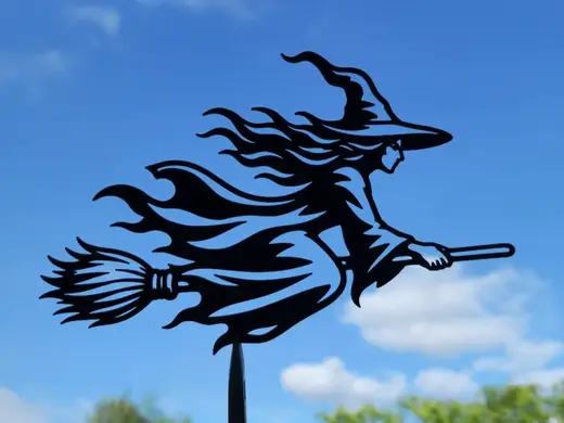 Flying Witch 2D Wall Art Halloween Fantasy Decor