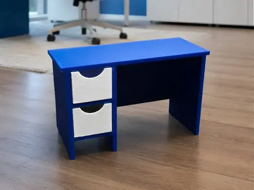 Mini Modern Work Left Desk 2 Drawer Doll Decor