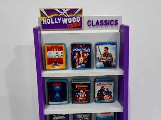 Miniature Hollywood Video VHS Shelf -Customizable