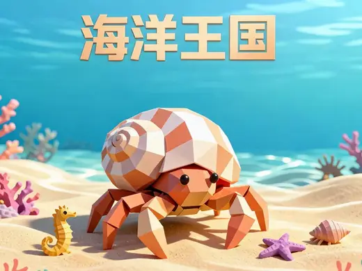 棱面寄居蟹|低多边形海洋生物桌面摆件