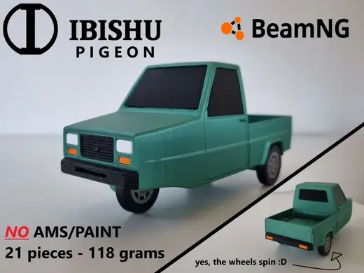 BeamNG Ibishu Pigeon toy car - 100% 3D printed