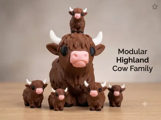 Chibi Highland Cow - Optimized AMS - No Supports