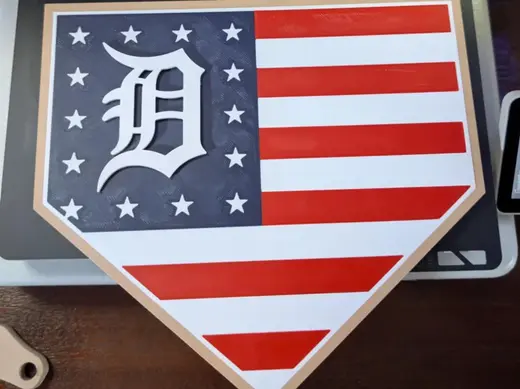 Detroit Tigers Home Plate USA Flag