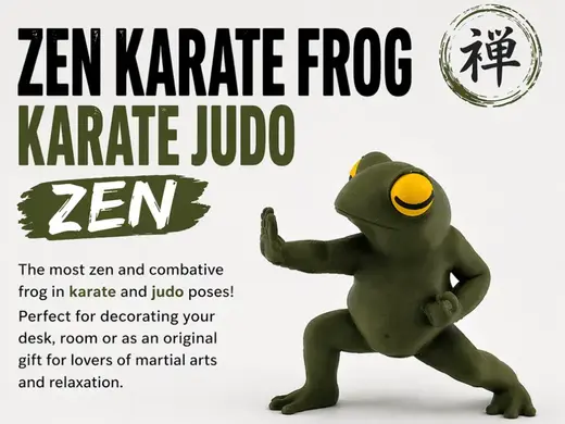 Zen Karate Frog Cute kawaii Judo Pose Desk Decor