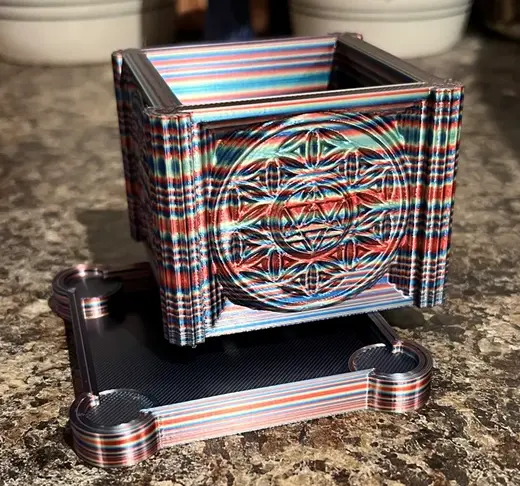 Planter With Merkaba and Flower of Life Pattern
