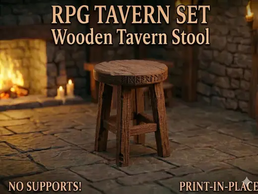Wooden Tavern Stool - RPG Set