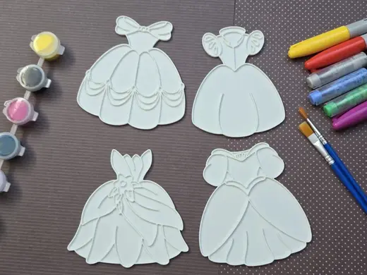 Princess Dress Coloring Craft Set 1