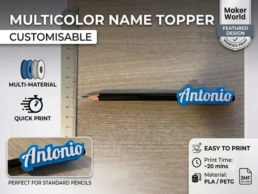 TOPPER PER MATITA ,SCRIVI IL TUO NOME
