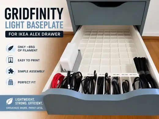 Gridfinity Ikea Alex Drawer Baseplate – 12x7 Grid