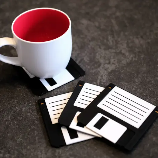 Floppy Disk Coasters with Cork bottom / Multi Color