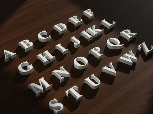 Times New Roman Alphabet Letters