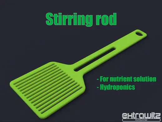 Stirring rod for hydroponic nutrient solutions
