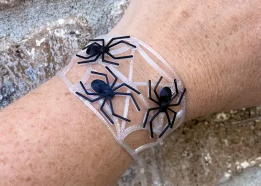 Spider on Web Flexible Cuff Bracelet