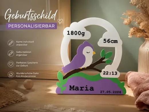 Geburtsschild mit personalisierbarem Namen