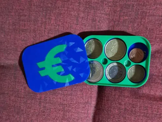 Compact Euro Coin Holder with Decorative Lid