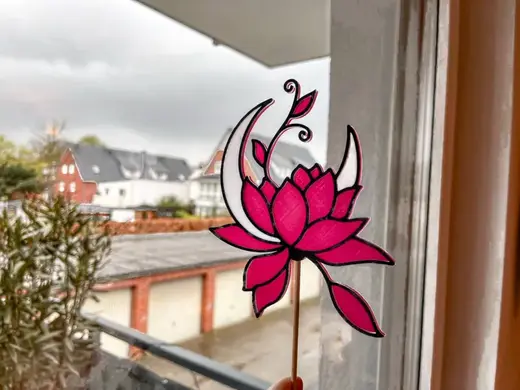 Lotus and halfmoon suncatcher or flower pot decor