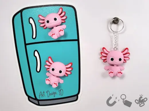Flexi Axolotl – Magnet & Keychain