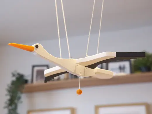 Flying Stork On Strings - Hanging Bird Decoration