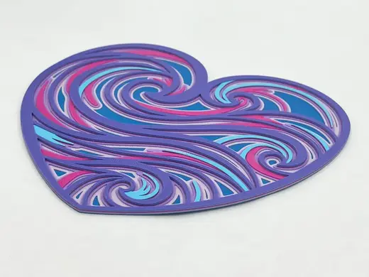 Colorful Layered Swirly Heart - No AMS Needed