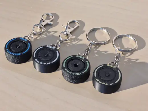 Modern F1 Wheel Keychain