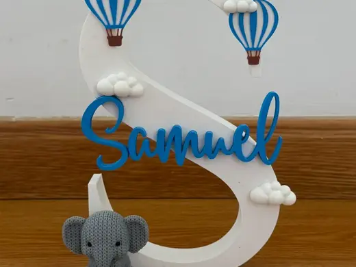 Personalized Baby Initial with Cute Elephant