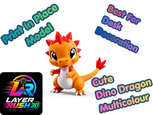3D Printed Cute Dino Dragon For Desk Decoration
