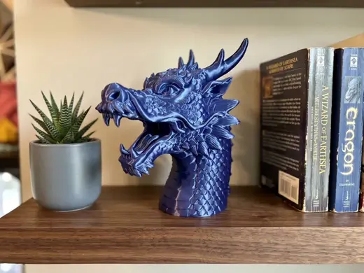 Detailed Dragon Head Bust - Fantasy Bookend Decor