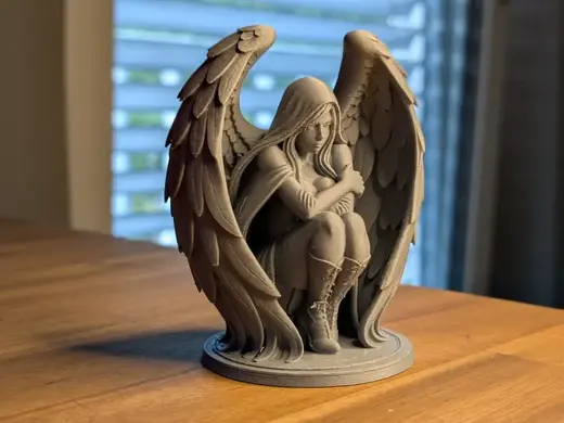 Hooded Guardian Angel Statue (Curled Wings)