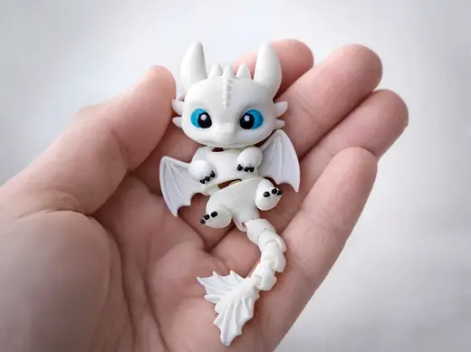 Articulated Light Fury Dragon Keychain