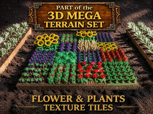 Flower&Plants Texture Tiles - 3D Mega Terrain Set