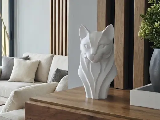 Fluid Cat Bust – Elegant Animal Sculpture