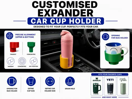Customised Car Cup Holder Expander - Fits All Cars
