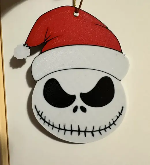 Jack skellington santa hat christmas decor bauble