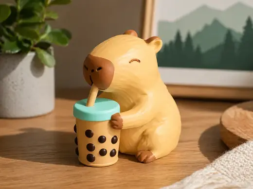 Capybara Boba Tea Figurine Kawaii