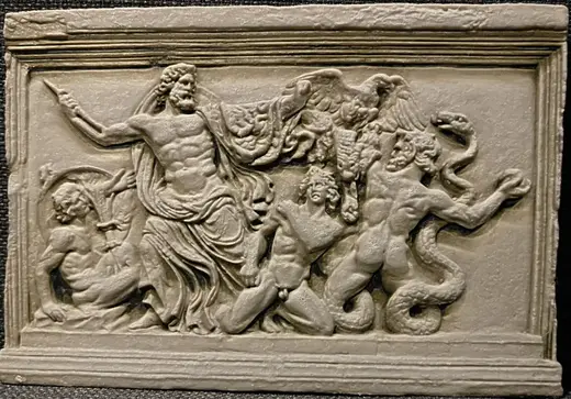Zeus and the Giants (Stone Carving) - Hueforge Print