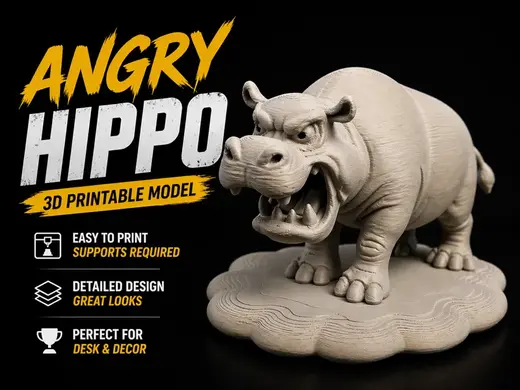 Angry Hippo Figurine