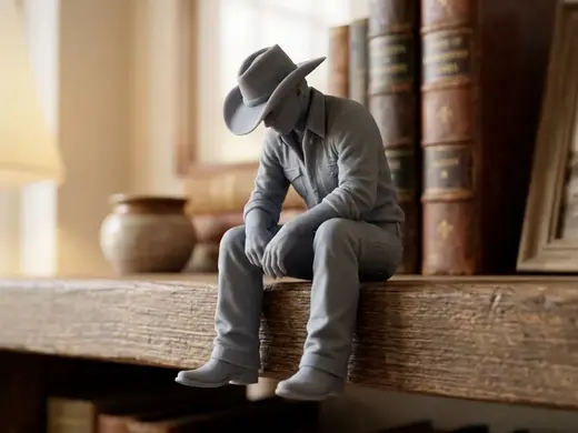 Sad Cowboy sitting on a ledge Figurine!