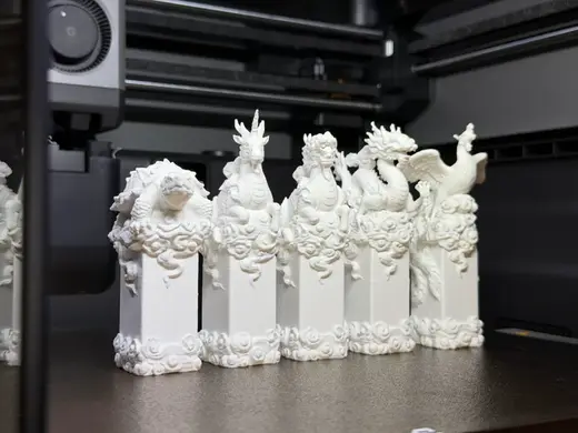 五瑞兽桌面摆件微缩模型