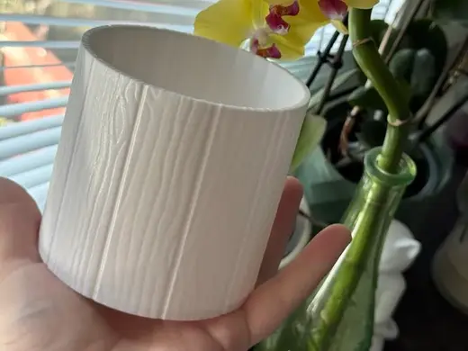 Decorative Planter with Carved Wood Texture