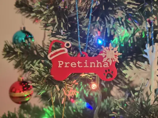 Ossinho com nome de pet Enfeite Natal