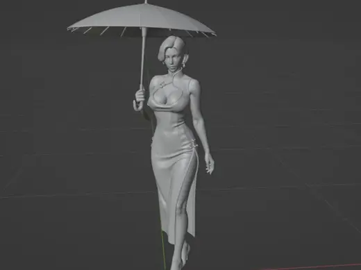 一个明媚的打伞女孩