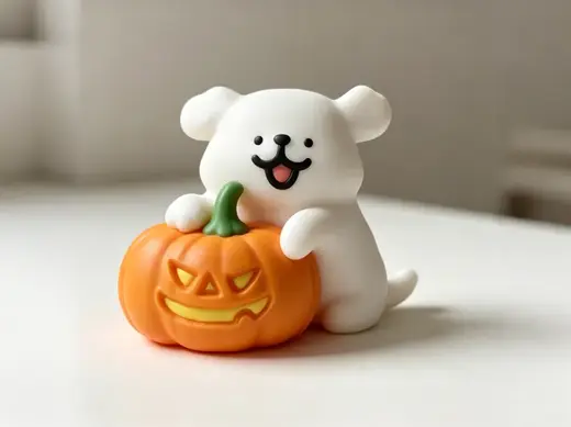 小白抱南瓜-线条小狗修狗小白潮玩盲盒福袋-儿童涂色玩具