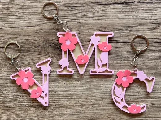 Keychain Cherry Blossom alphabet A to Z