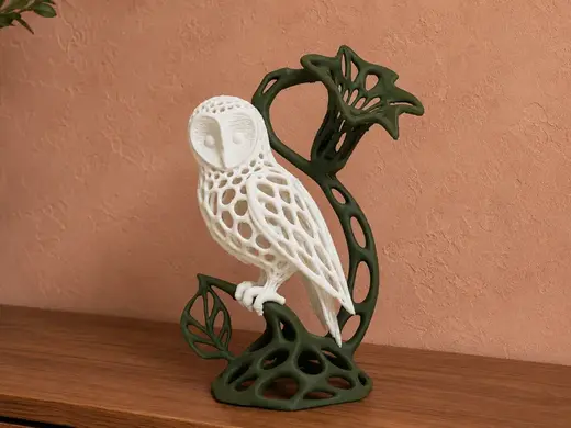 Voronoi Owl Sculpture – Two-Color Lattice Art
