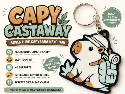 Capy Castaway – Adventure Capybara Keychain