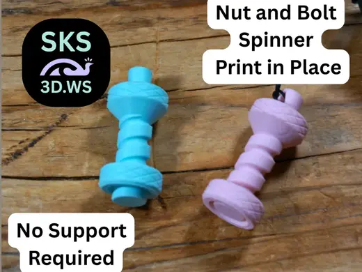 The Print-In-Place Mini Nut & Bolt Spinner PIP