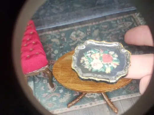 1:12 miniature dollhouse antique tray