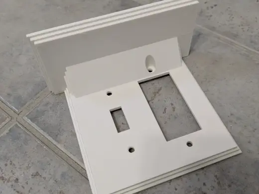 Double switch plate shelf for switch and outlet